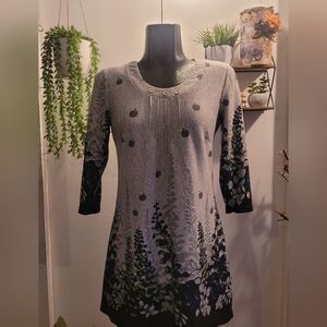 Le Grenier grey floral design dress Sz M